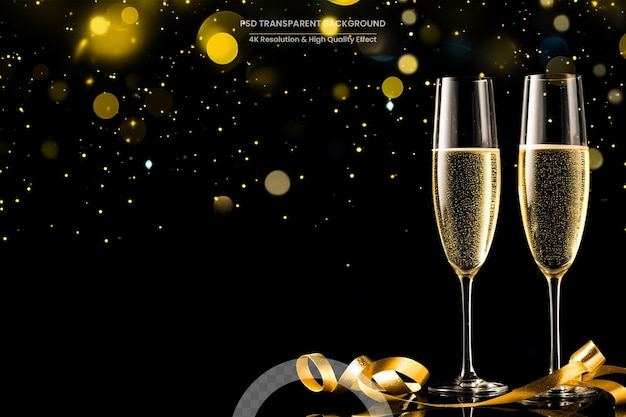 PSD toast mit champagnergläsern vor den weihnachtslichtern hintergrund
