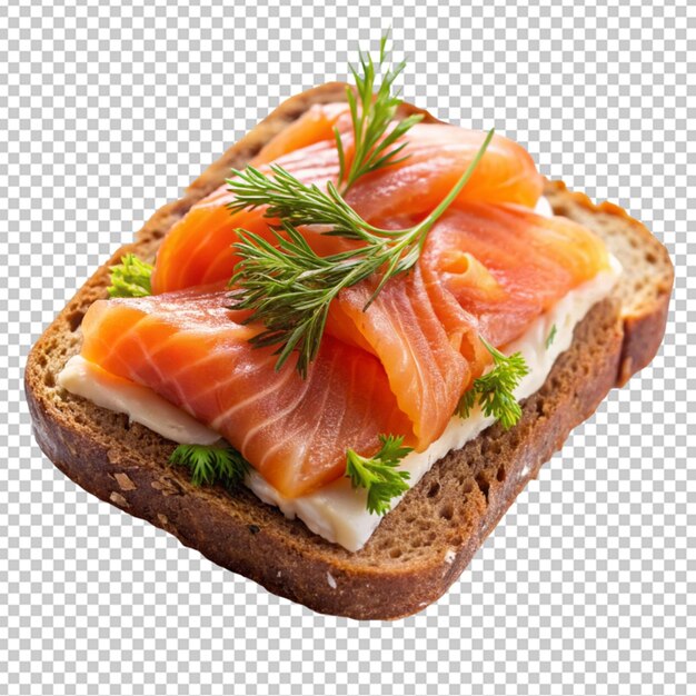 PSD toast mit lachs auf durchsichtigem hintergrund