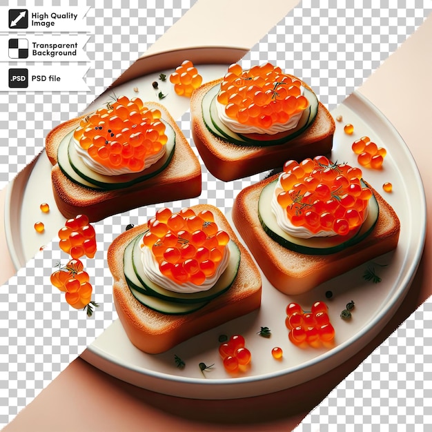 Toast Psd Avec Du Caviar Rouge Sur Fond Transparent