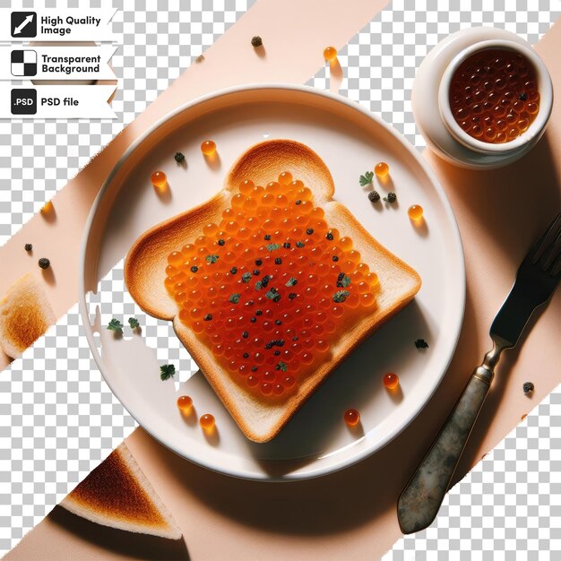 PSD toast psd avec du caviar rouge sur fond transparent