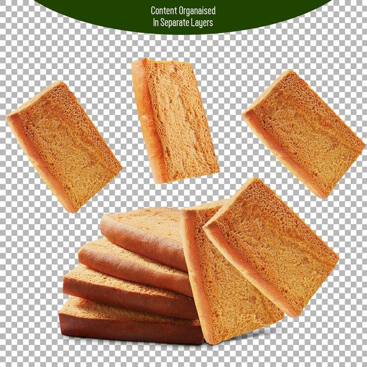 PSD toast rusk plain rusk aislado en un fondo transparente