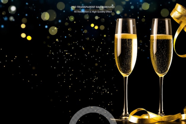 PSD un toast avec des verres de champagne contre les lumières de noël