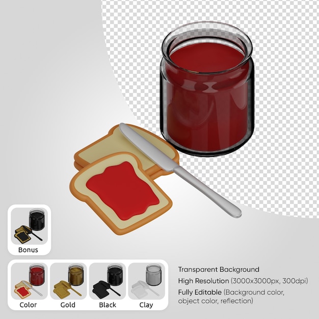 Toasts 3d Avec De La Confiture