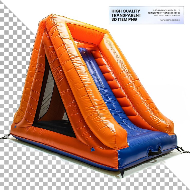 PSD un tobogán de agua inflable de viaje portátil sobre un fondo transparente