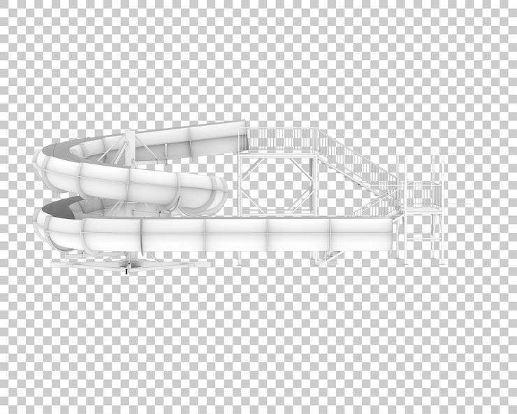PSD tobogán del parque acuático aislado en la ilustración de representación 3d de fondo transparente