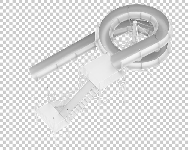 Tobogán del parque acuático aislado en la ilustración de representación 3d de fondo transparente
