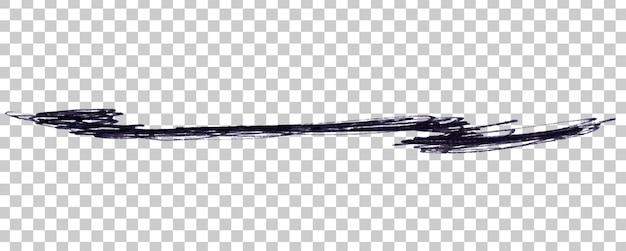 Toca de caneta preta em fundo transparente abstrato rabiscado elemento de design sublinhado