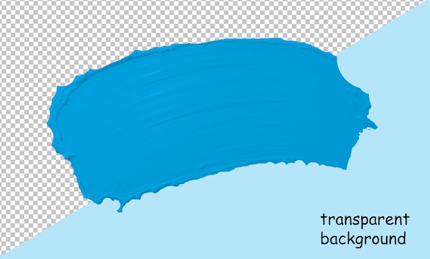Toca de pincel azul sobre un fondo transparente