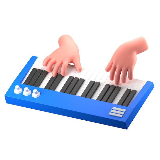 PSD toca el teclado de la mano, el piano, el instrumento musical.