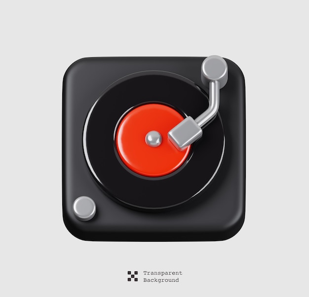 Tocadiscos de música y discos de vinilo aislados Concepto de conjunto de iconos de interfaz de usuario general 3D Render ilustración