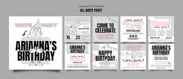 Todo el diseño de plantilla de fiesta blanca.