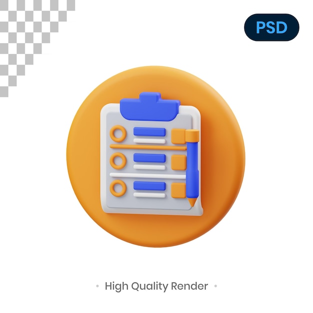 Todo Lista 3D Render Ilustración Premium Psd