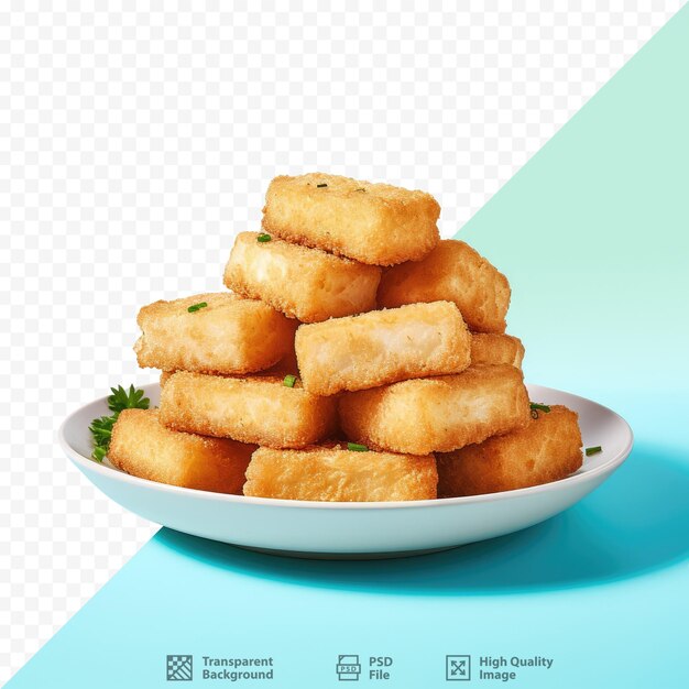 PSD tofu frit sur fond transparent avec un tracé de détourage tofu frit sur un tracé de détourage de fond transparent