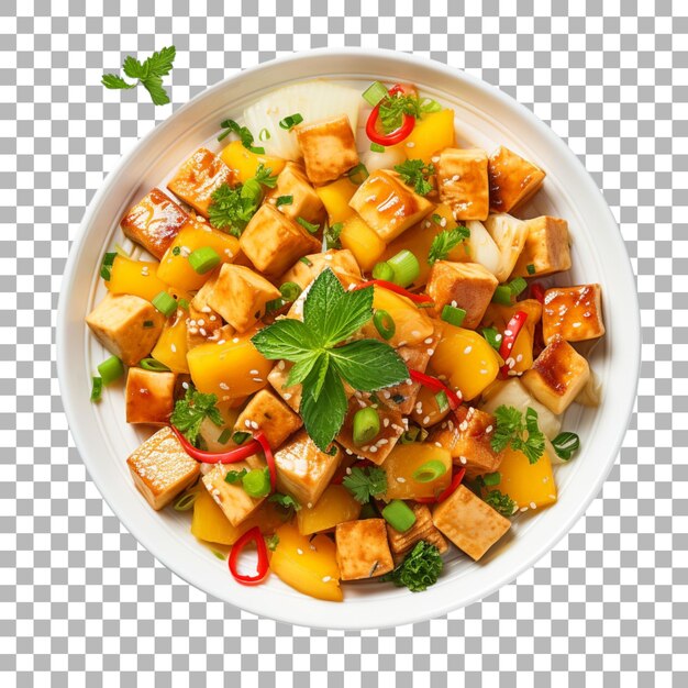 PSD tofu frito en un fondo transparente