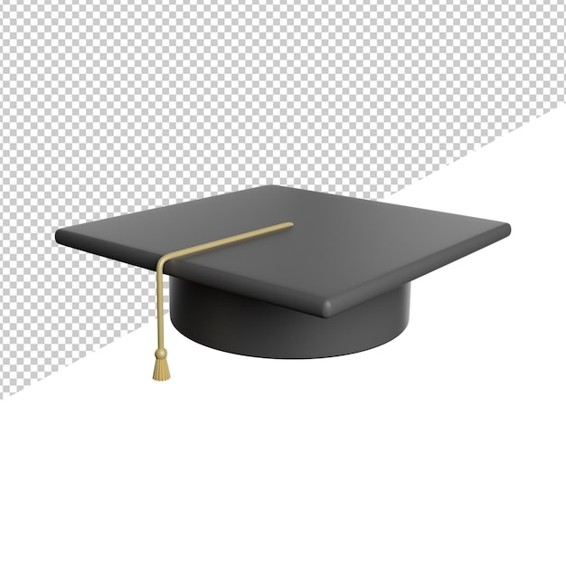 Toge de remise des diplômes vue de face icône d'illustration de rendu 3d avec fond transparent