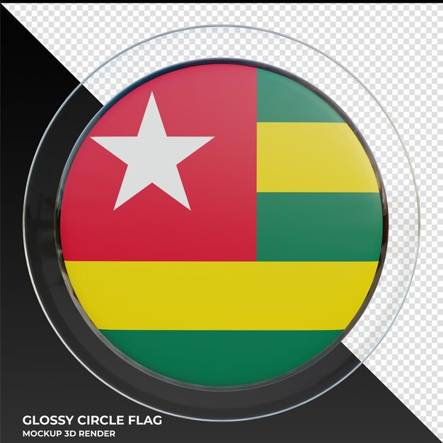 Togo Bandera de círculo brillante con textura 3d realista
