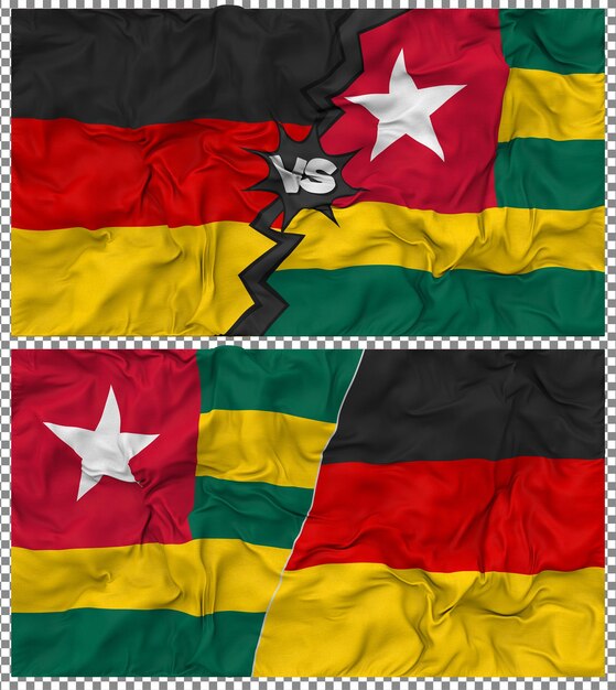 Togo contra Alemania Media bandera combinada con textura en 3D