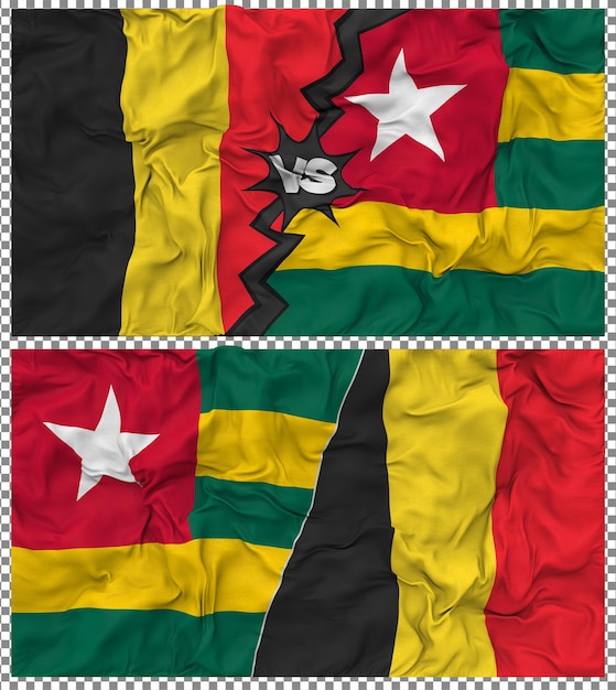 Togo contra Bélgica Media bandera combinada con textura en 3D