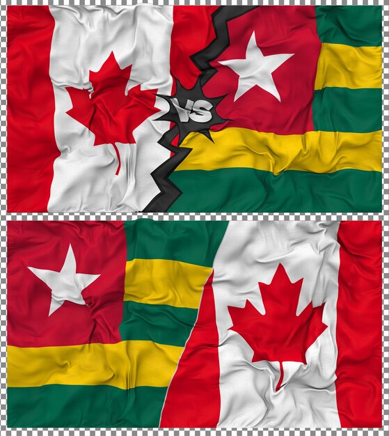Togo contra Canadá Media bandera combinada con textura 3D de la tela