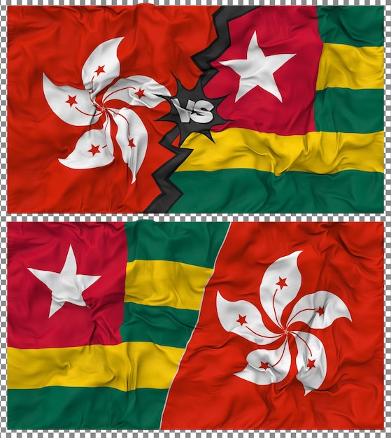 Togo contra Hong Kong Media bandera combinada con textura 3D de la tela de la bandera