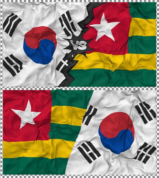 Togo contre la Corée du Sud Half Combined Flag Cloth Bump Texture Rendering 3D