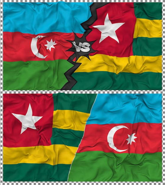 Togo contro l'Azerbaigian Metà bandiera combinata tessuto di stoffa 3D Rendering
