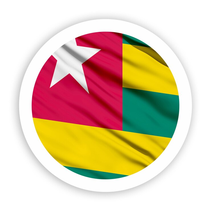 PSD togo waving flag with white rounded circle frame