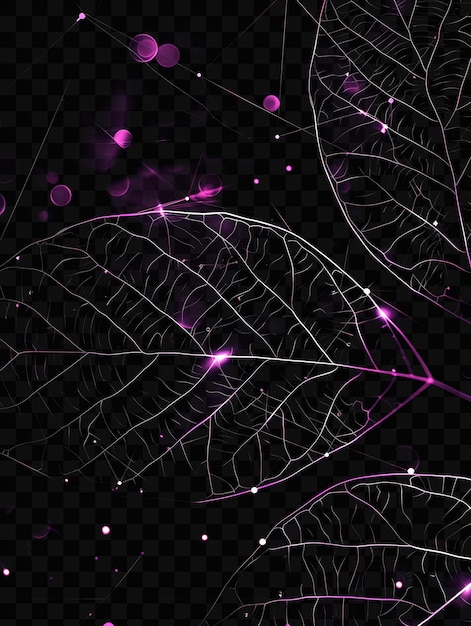 PSD une toile d'araignée violette avec un motif de feuilles violettes sur un fond noir