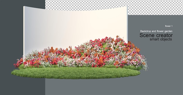 PSD la toile de fond est décorée de jardins de fleurs.