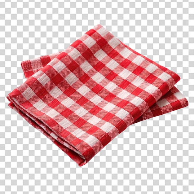 PSD toile de serviette de cuisine 3d vue supérieure vecteur isolé serviette de table rouge pour pique-nique avec gingham plaid