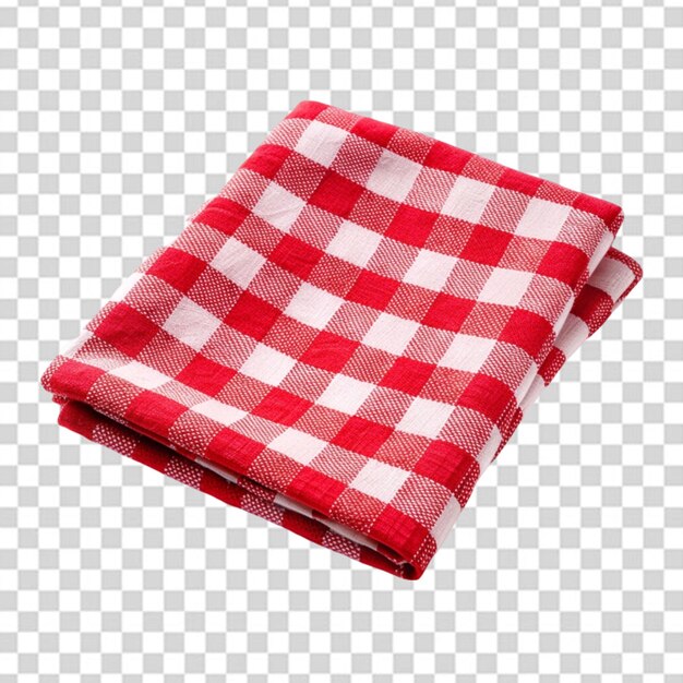 PSD toile de serviette de cuisine 3d vue supérieure vecteur isolé serviette de table rouge pour pique-nique avec gingham plaid