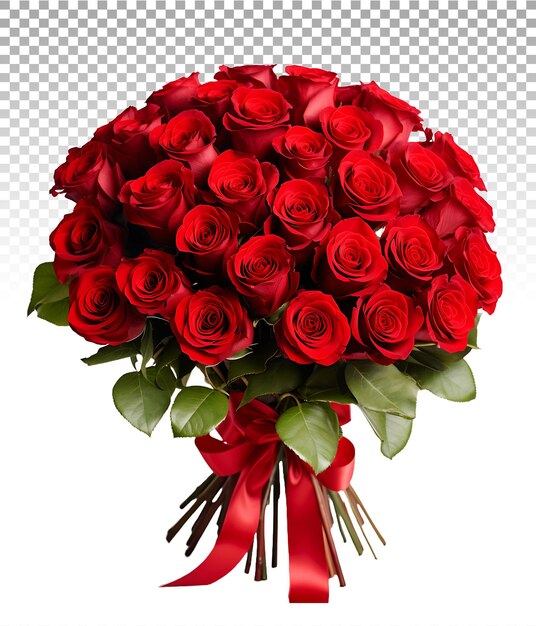 PSD toile transparente en cascade cramoisi avec bouquet de roses rouges découpées