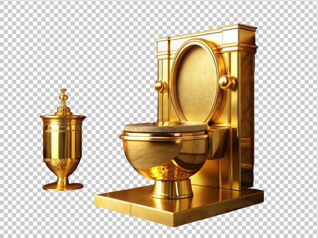 PSD toilette en or avec couvercle en or
