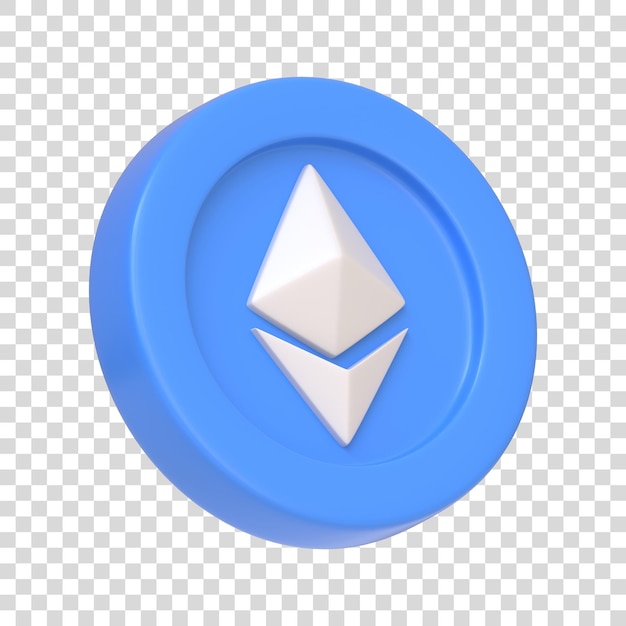 PSD token ethereum azul isolado em fundo branco sinal de ícone 3d e símbolo estilo mínimo de desenho animado