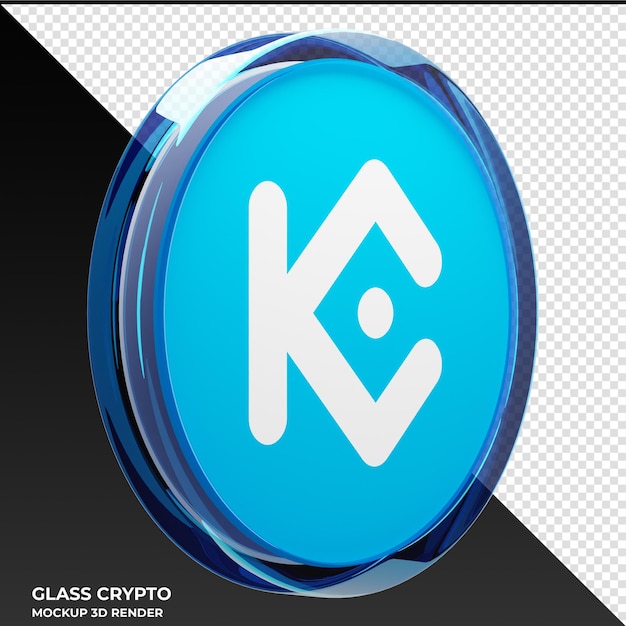 Token KuCoin KCS Glass Crypto Coin Ilustración 3D