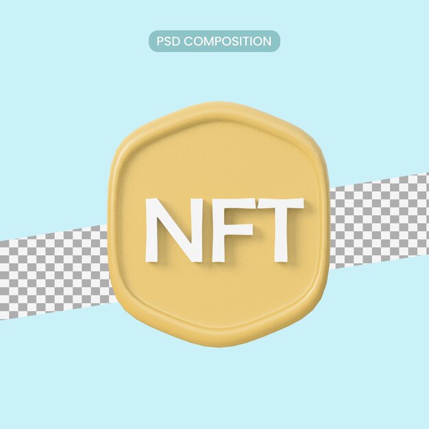 Token no fungible nft, símbolo de icono 3d nft. ilustración de procesamiento 3d