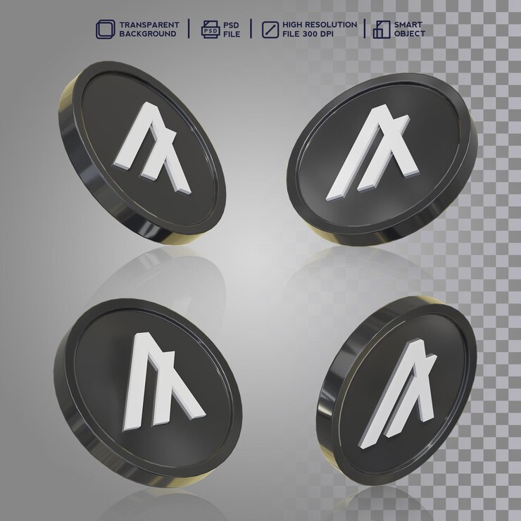 PSD token de renderizado 3d realista criptomoneda de moneda algorand