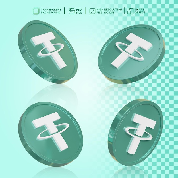 token de renderizado 3d realista criptomoneda de moneda USDT Tether