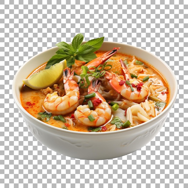 Tom yum en un fondo transparente