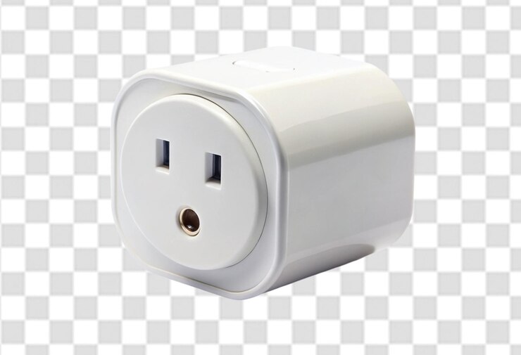 PSD una toma de corriente eléctrica con un enchufe que está en un fondo transparente