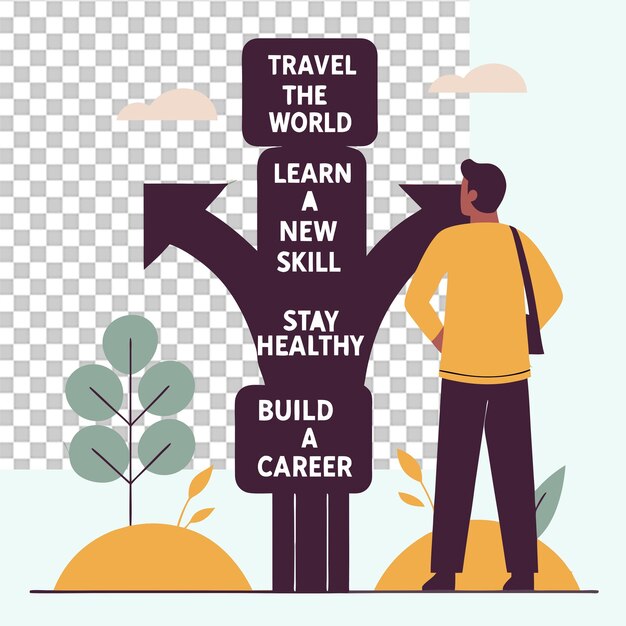 Tomar decisiones Viajar aprender mantenerse saludable o construir una carrera