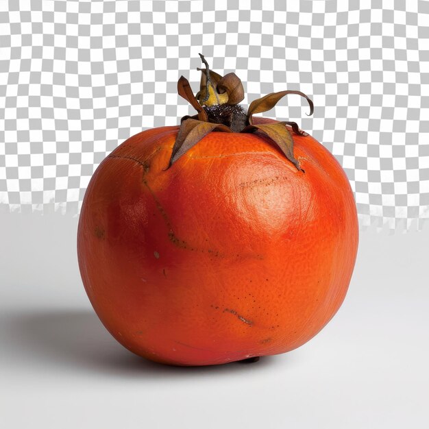 PSD un tomate con una cáscara roja en él se sienta en una mesa blanca