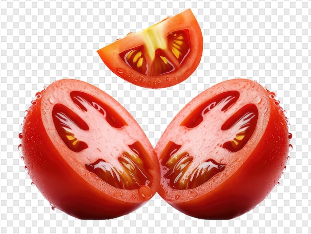 PSD une tomate coupée en deux avec un papillon en bas