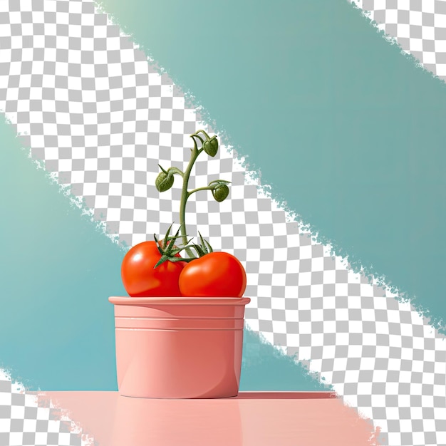 PSD tomate sur fond transparent du récipient