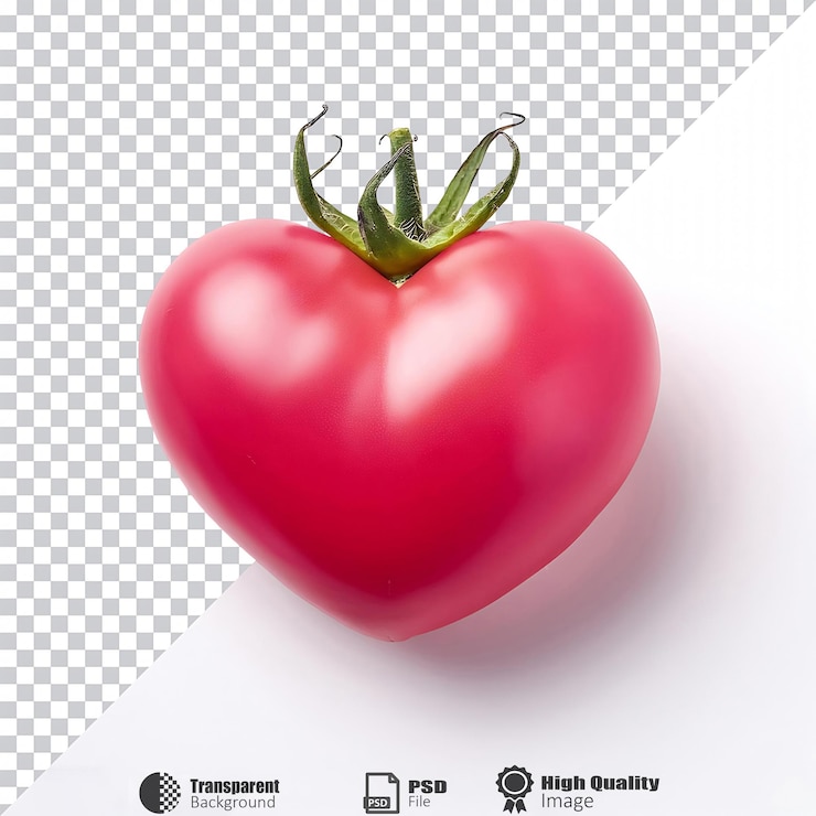PSD tomate en forma de corazón aislado