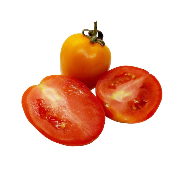 PSD un tomate con la palabra tomate en él