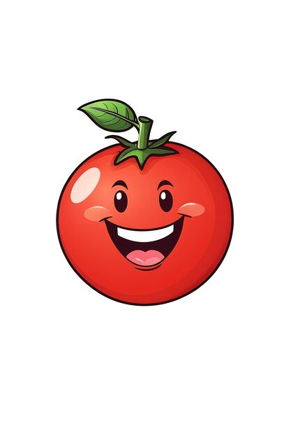 Tomate rojo con cara feliz