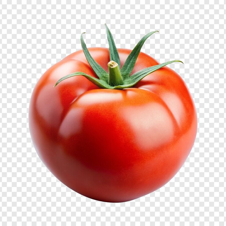 PSD un tomate rojo con hojas verdes