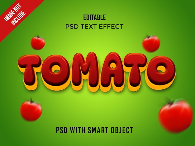 PSD tomate rojo texto 3d editable