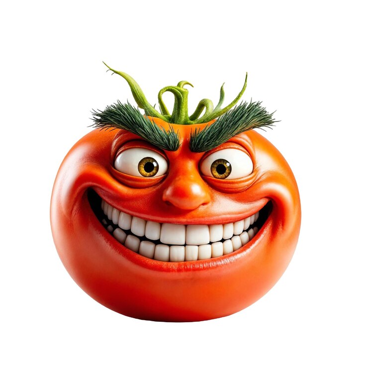 PSD un tomate con una sonrisa en la cara está sonriendo